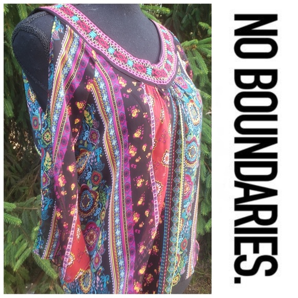 No Boundaries Tops - ⬇️Cold shoulder sheer boho colorful